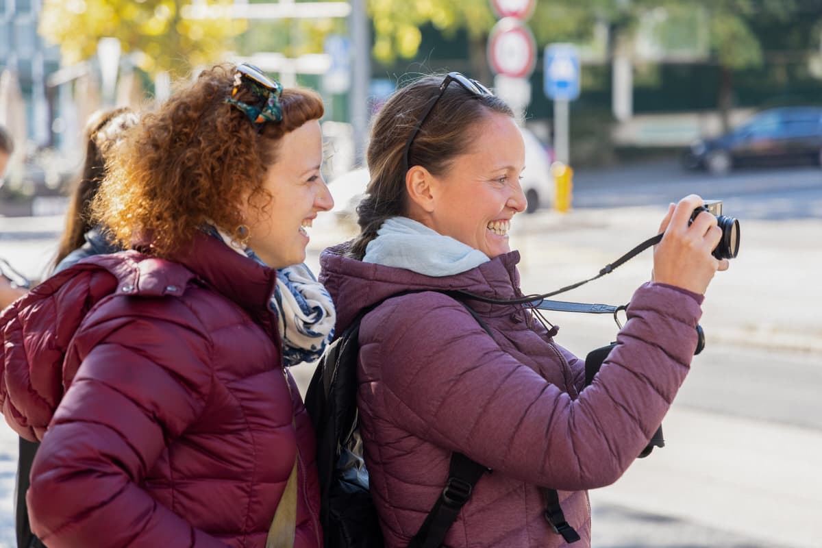 Photographers practising together