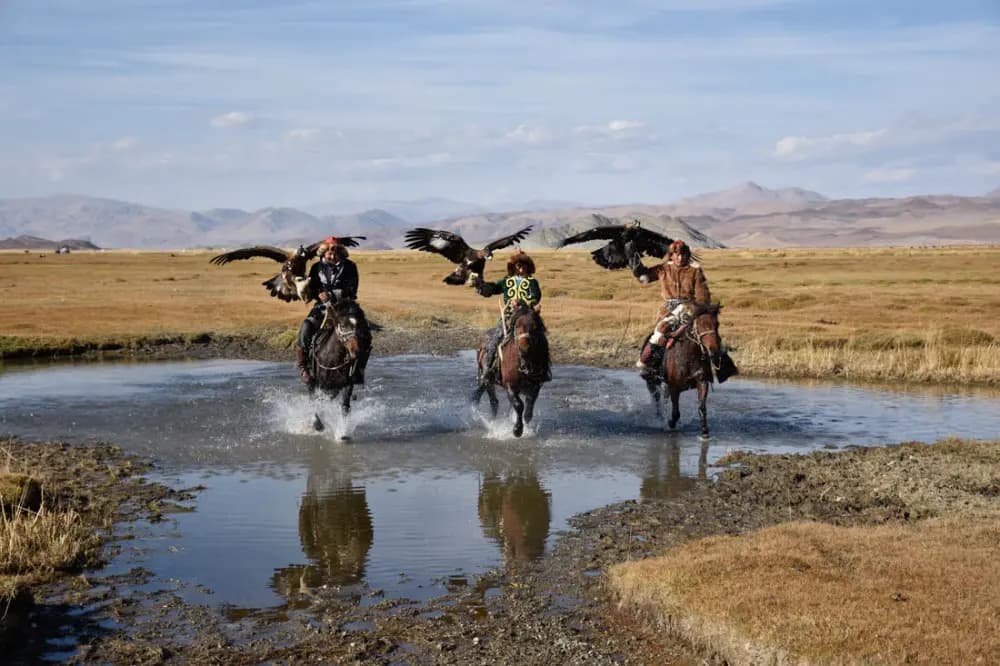Traditional Mongolian eagle hunters